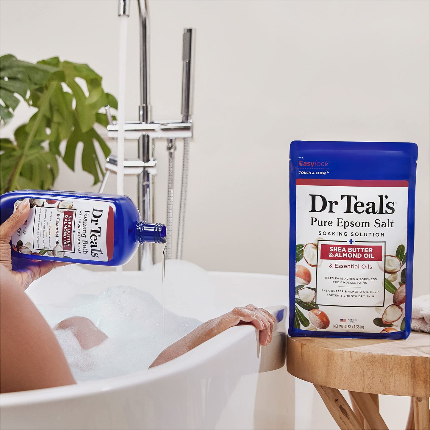 Dr Teal's Epsom Salt Magnesium Soak, Soften & Moisturize with Shea Butter & Almond Oil, 3 lbs