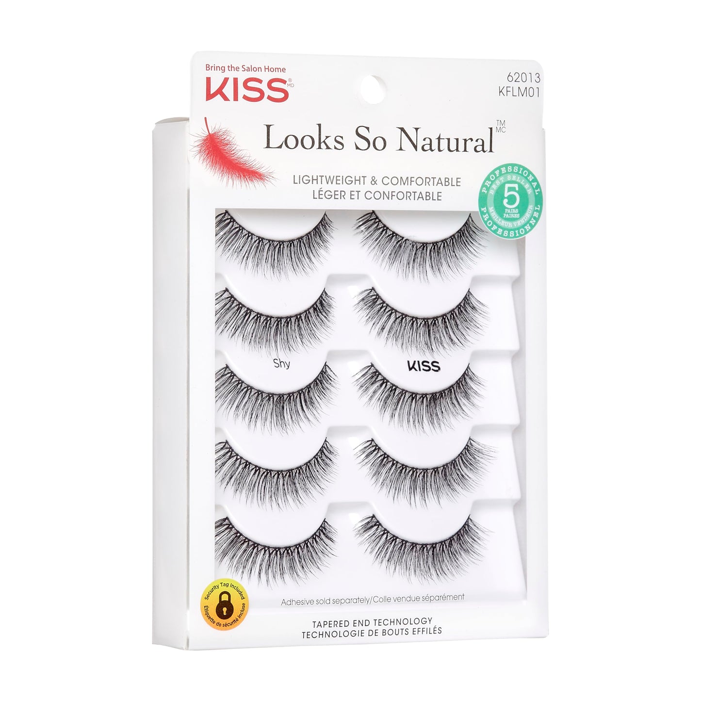 KISS Looks So Natural, False Eyelashes, 'Shy', 12mm, Includes 5 Pairs Of Lashes, Easy to Apply, Reusable Lash Clusters