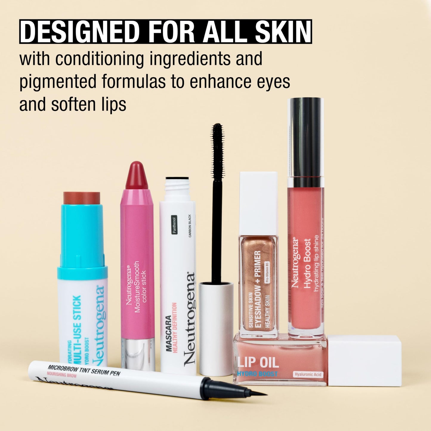 Neutrogena Hydro Boost Hydrating Multi-Use Makeup Stick with Hyaluronic Acid, Gentle Multi-Use Colored Makeup Balm to Brighten Lips, Cheeks & Eyes, Non-Comedogenic, Temptation, 0.26 oz