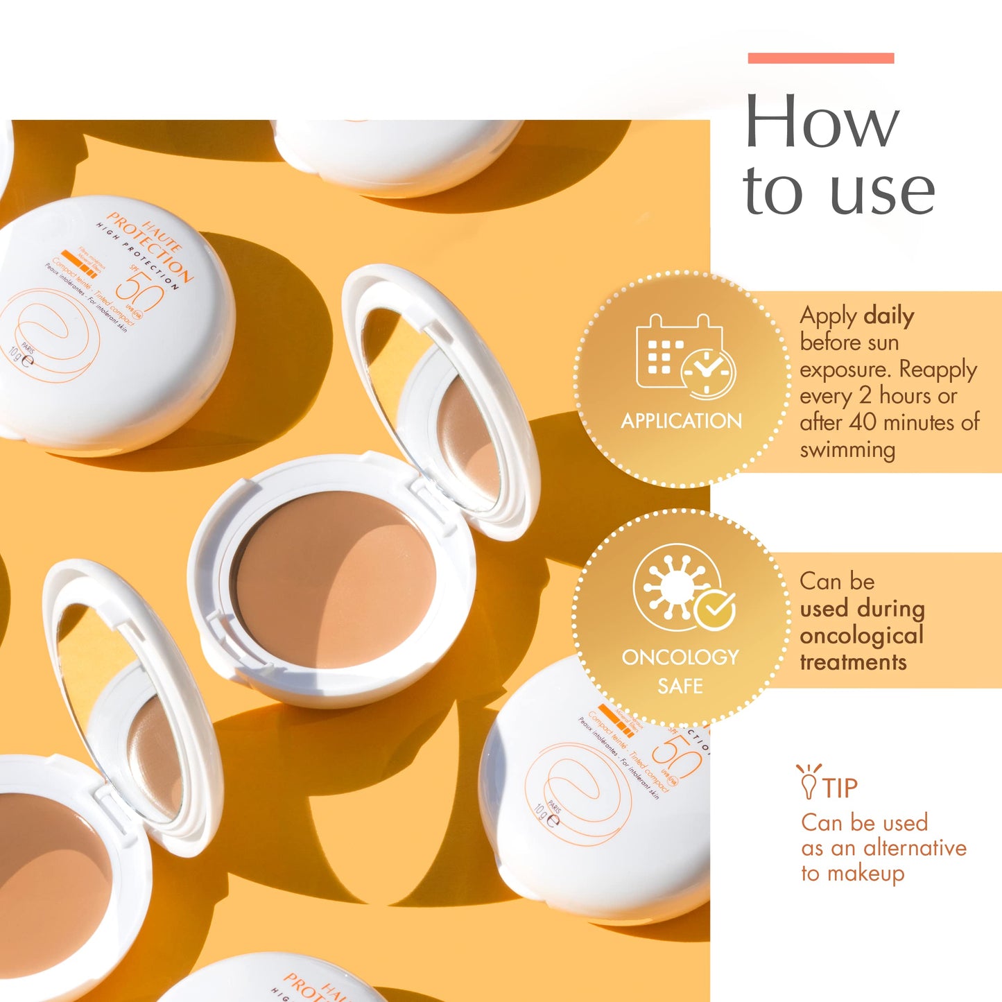 Avène High Protection Beige Tinted Compact, Broad Spectrum SPF 50+, UVA/UVB Blue Light Protection, Tinted sunscreen, 100% Mineral, Water Resistant, Non-Greasy, Fragrance-Free 0.35 Oz