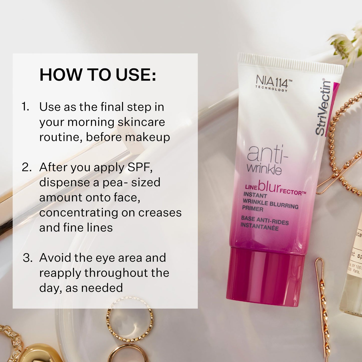StriVectin Line BlurFector™ Instant Wrinkle Blurring Primer, Skin Primer to help blur and fill the look of wrinkles, Makeup Primer for Smooth Skin, 1 oz.