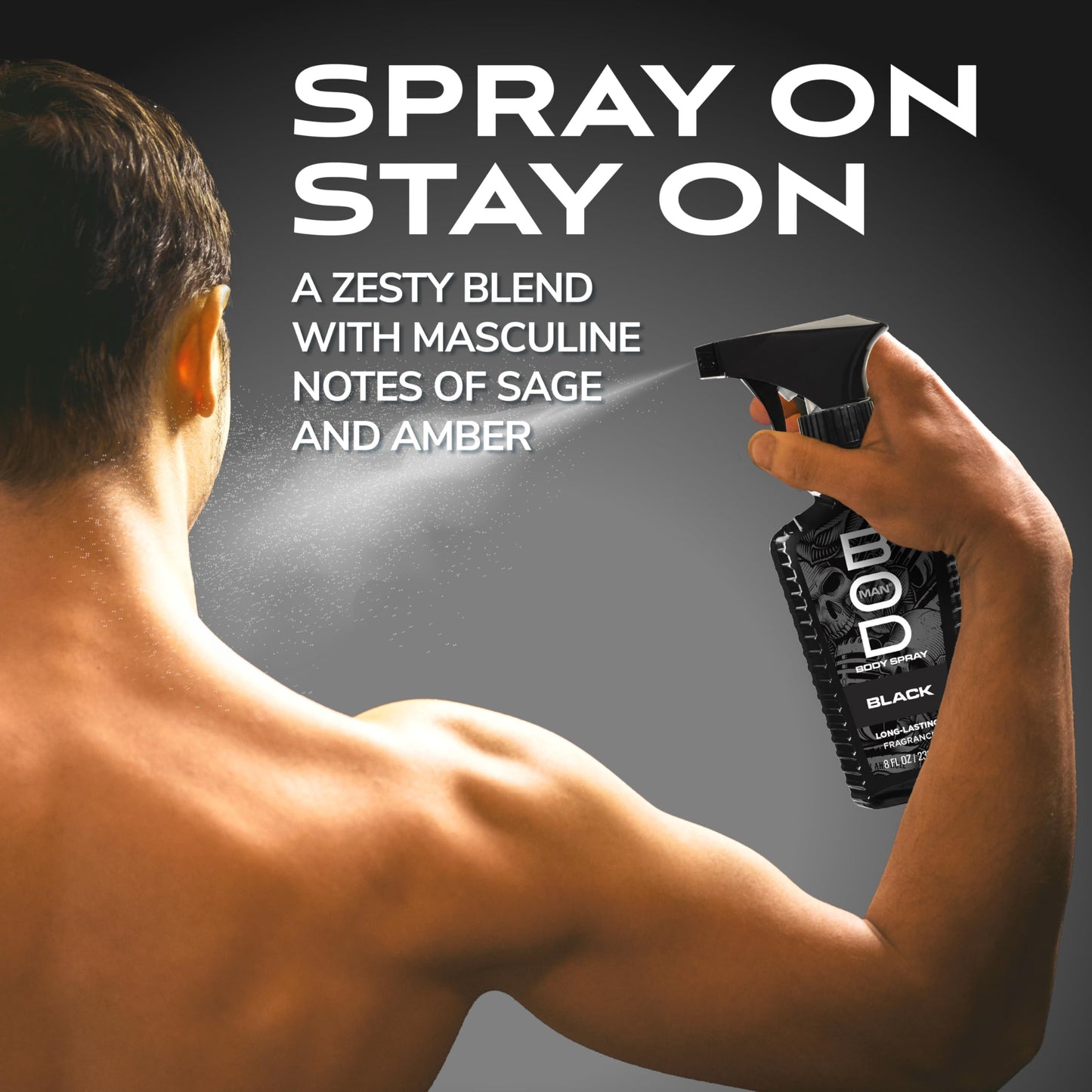 BOD man Fragrance Body Spray, Black, 8 fl oz (Pack of 2)