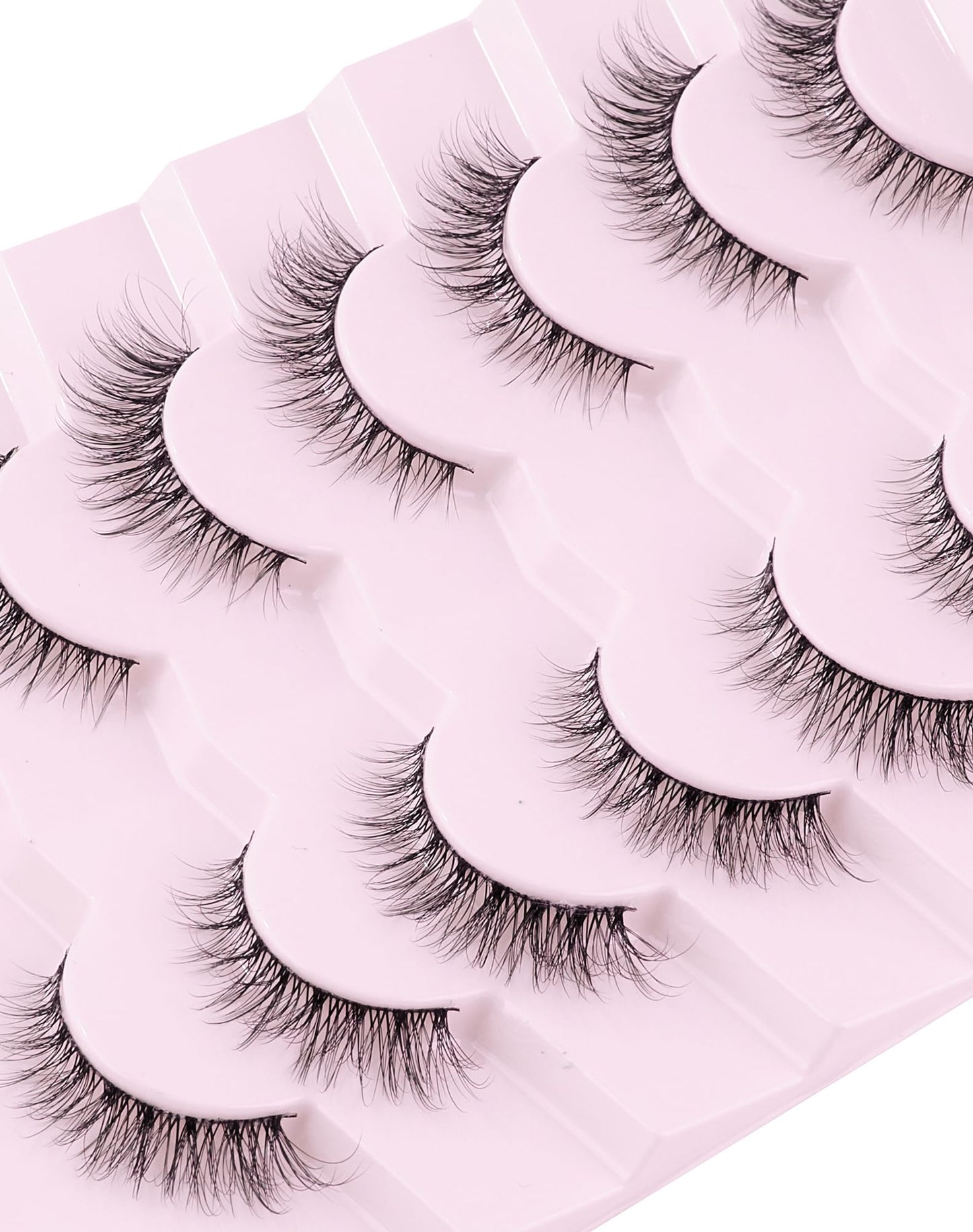 Jiocolor Lashes Natural Look Wispy False Eyelashes D Curl Faux Mink Lashes Fluffy Cotton Band Eyelashes Cat Eye Fake Eyelashes Pack 13MM