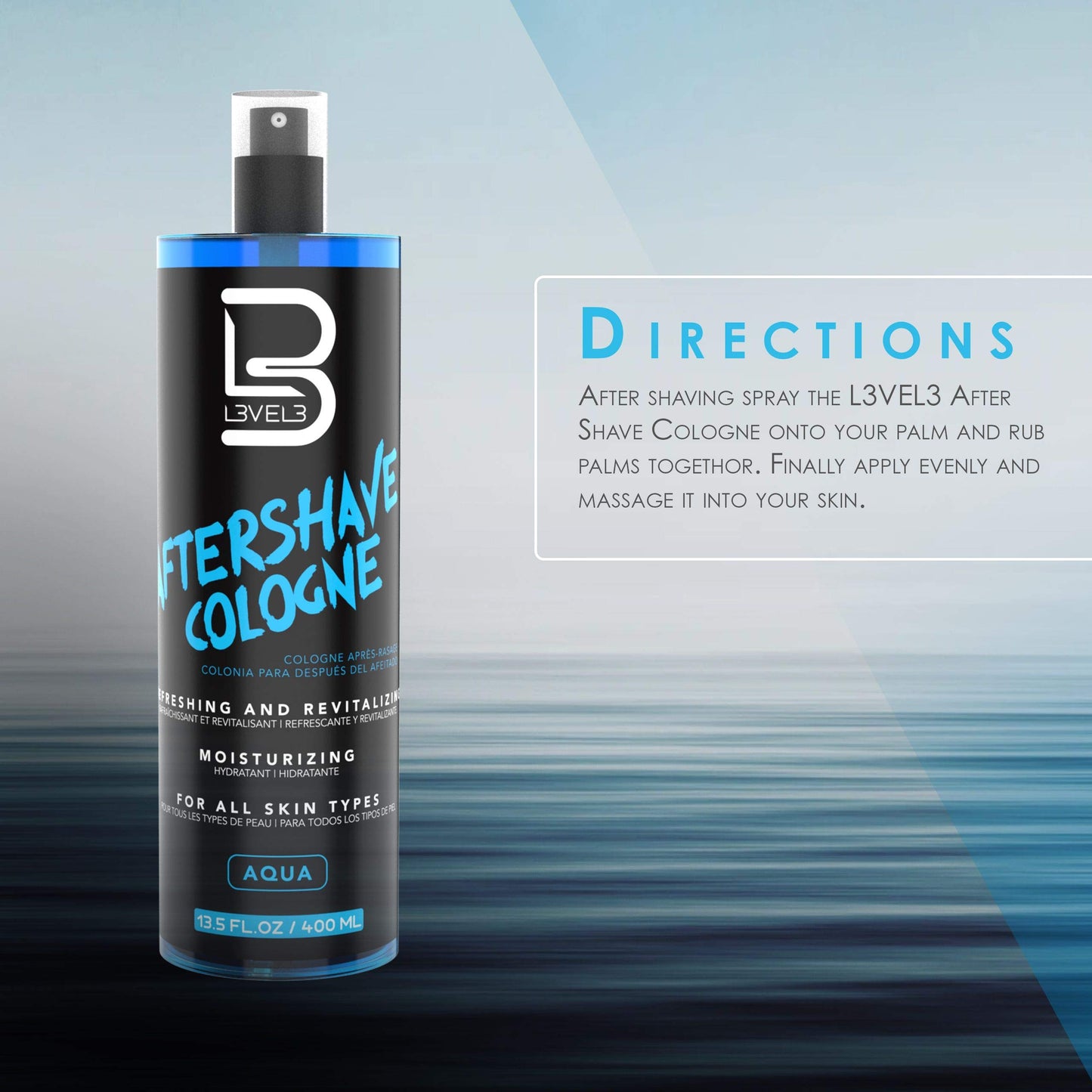 L3 Level 3 After Shave Spray Cologne - Softens Skin - Refreshes and Relieves Face and Skin - Moisturizing Formula Level Three After Shaving 13.5 floz/ 400ml