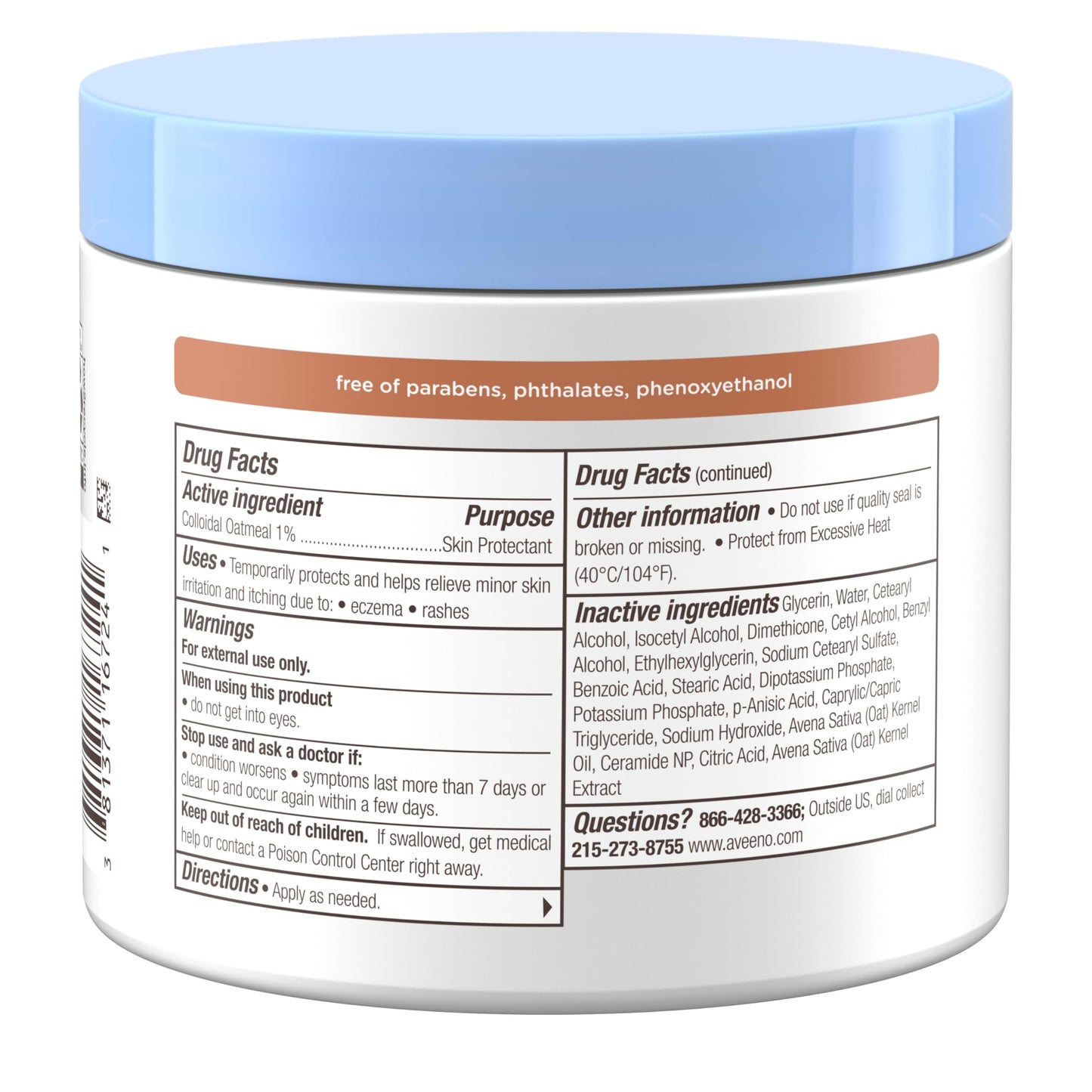 Aveeno Baby Eczema Therapy Nighttime Body Balm, Moisturizing Eczema Treatment, Ceramides, Triple Oat Complex, Soothes Dry, Itchy Skin, Hypoallergenic, Fragrance & Steroid Free, 11oz