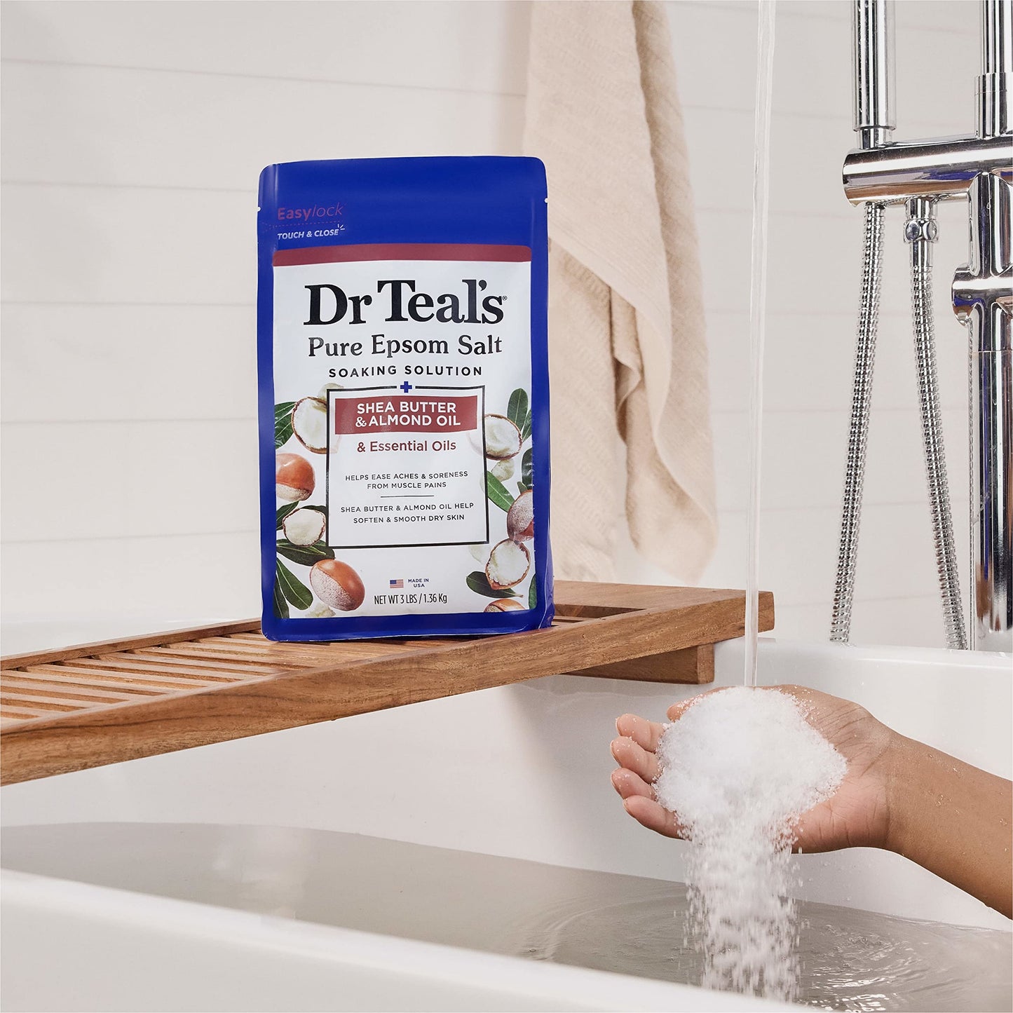 Dr Teal's Epsom Salt Magnesium Soak, Soften & Moisturize with Shea Butter & Almond Oil, 3 lbs