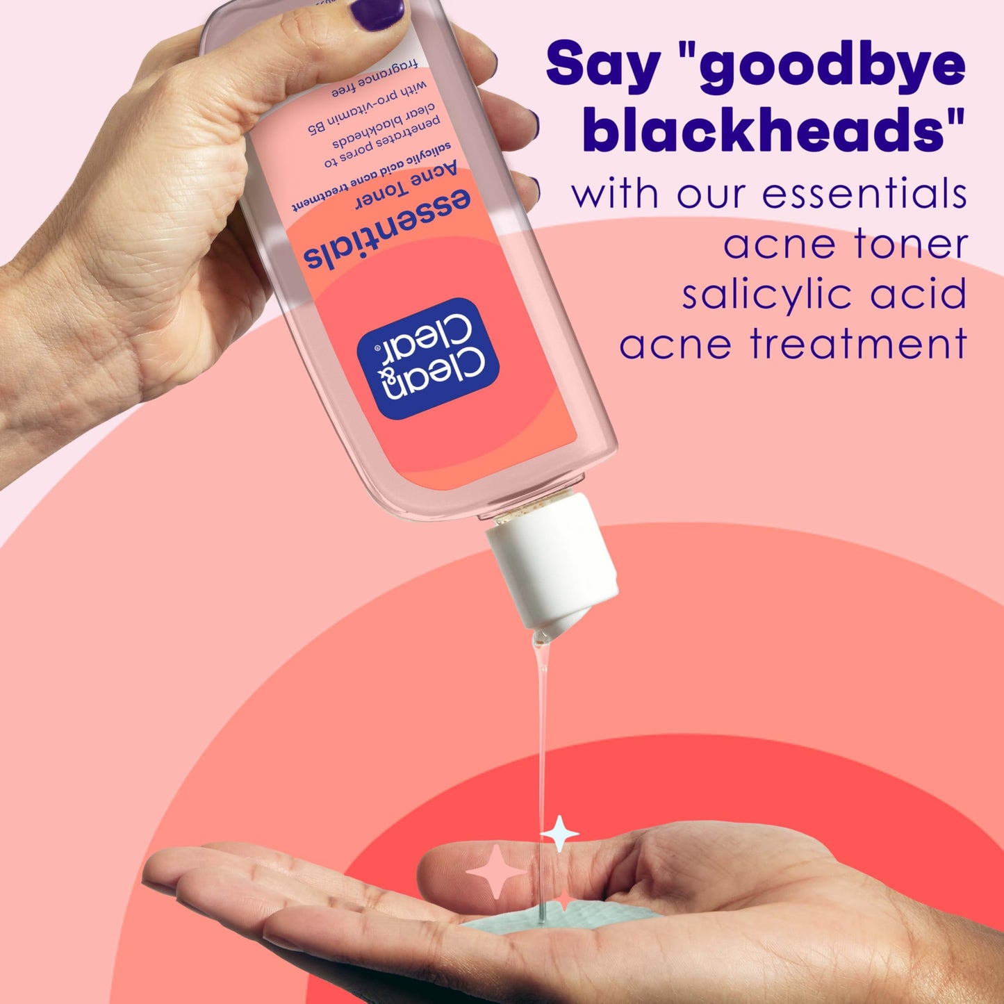 Clean & Clear Essentials Oil-Free Acne Toner, 2% Salicylic Acid Acne Treatment, Gentle Facial Toner for Pimples Cleanses Pores to Clear & Remove Blackheads, Fragrance Free, 8 fl. oz