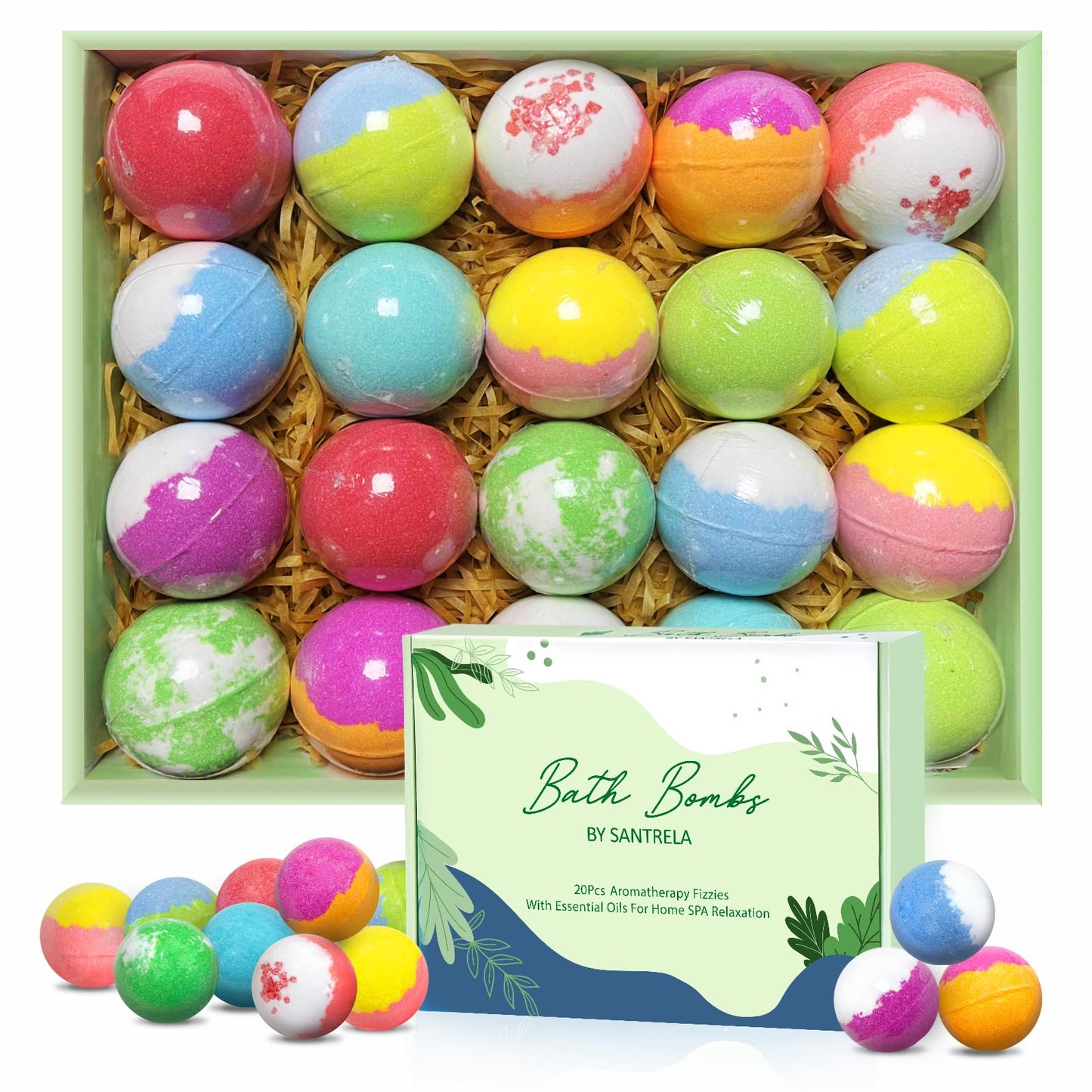 Bath Bombs for Women Gift Set, 20 Organic Bath Bombs with Essential Oil, Handmade SPA Bubble Bath for Relaxing, Gift for Her/Him, Women, Girls, Wife, Mother
