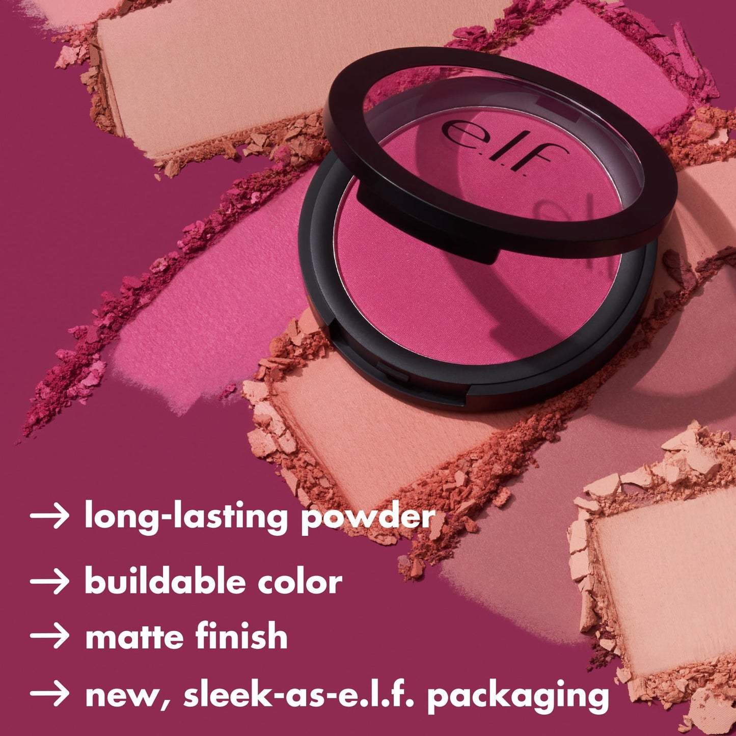e.l.f Primer-Infused Blush, Long-Wear, Matte, Bold, Lightweight, Blends Easily, Contours Cheeks, Always Rosy, All-Day Wear, Vegan & Cruelty-Free