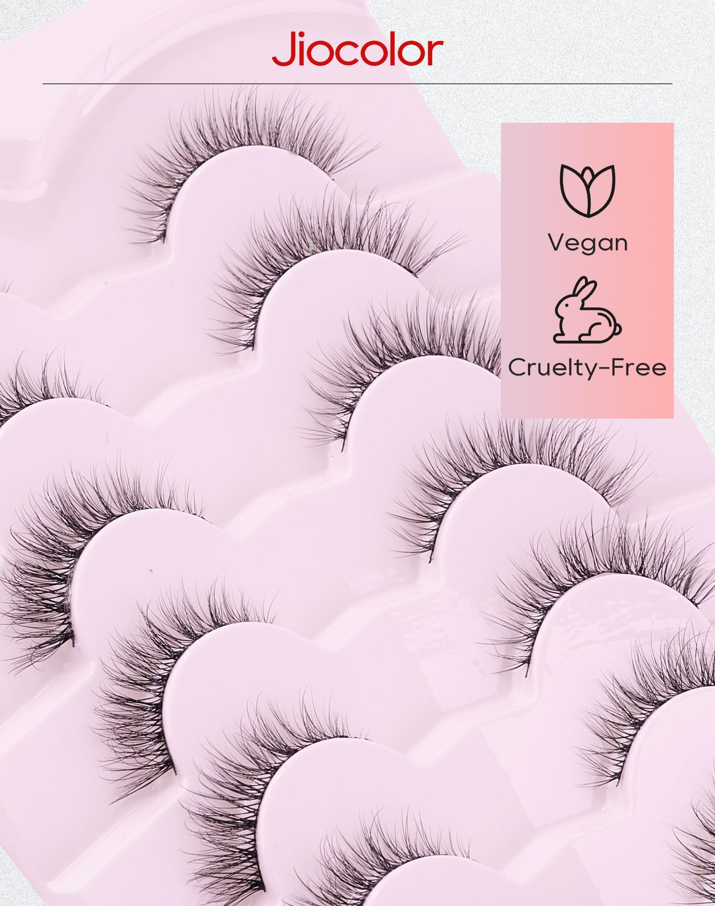 Jiocolor Lashes Natural Look Wispy False Eyelashes D Curl Faux Mink Lashes Fluffy Cotton Band Eyelashes Cat Eye Fake Eyelashes Pack 13MM