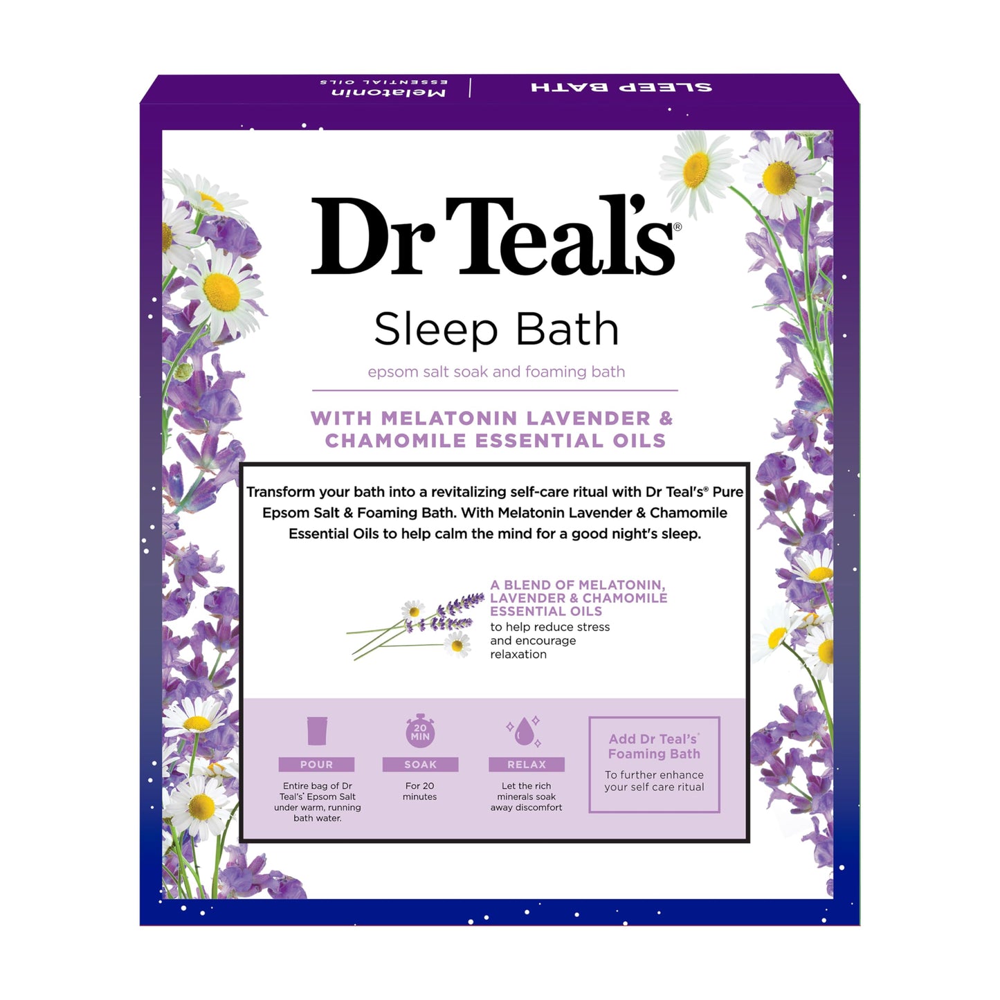 Dr Teal's Melatonin & Essential Oil Blend Epsom Salt and Foaming Bath Sampler Set, 2 Piece