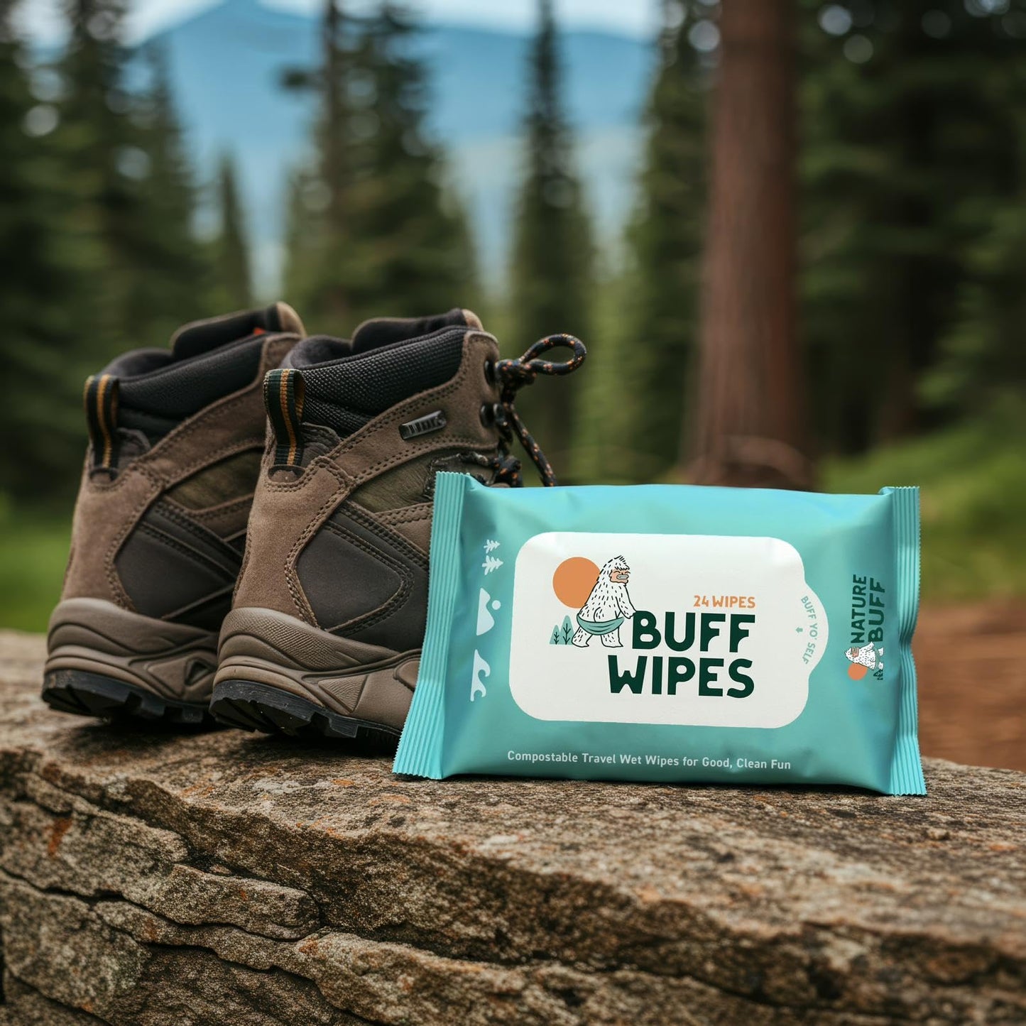 NATURE BUFF Multi-Use Wet Wipes for Babies & Adults - 99.7% Pure, Plastic-free, Biodegradable & Unscented Body Wipes - 24 Wipes Per Pack