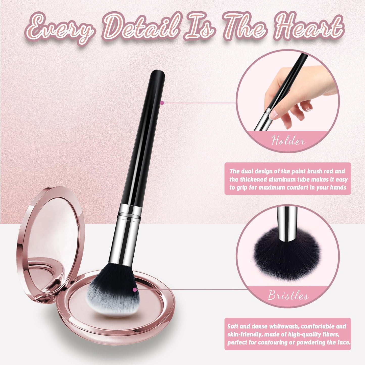 Makeup Brush Set, Premium Synthetic 14 Pcs Makeup Brushes, Travel Makeup Brush Set for Foundation, Concealer, Blush and Eyeshadow Brush(Black)