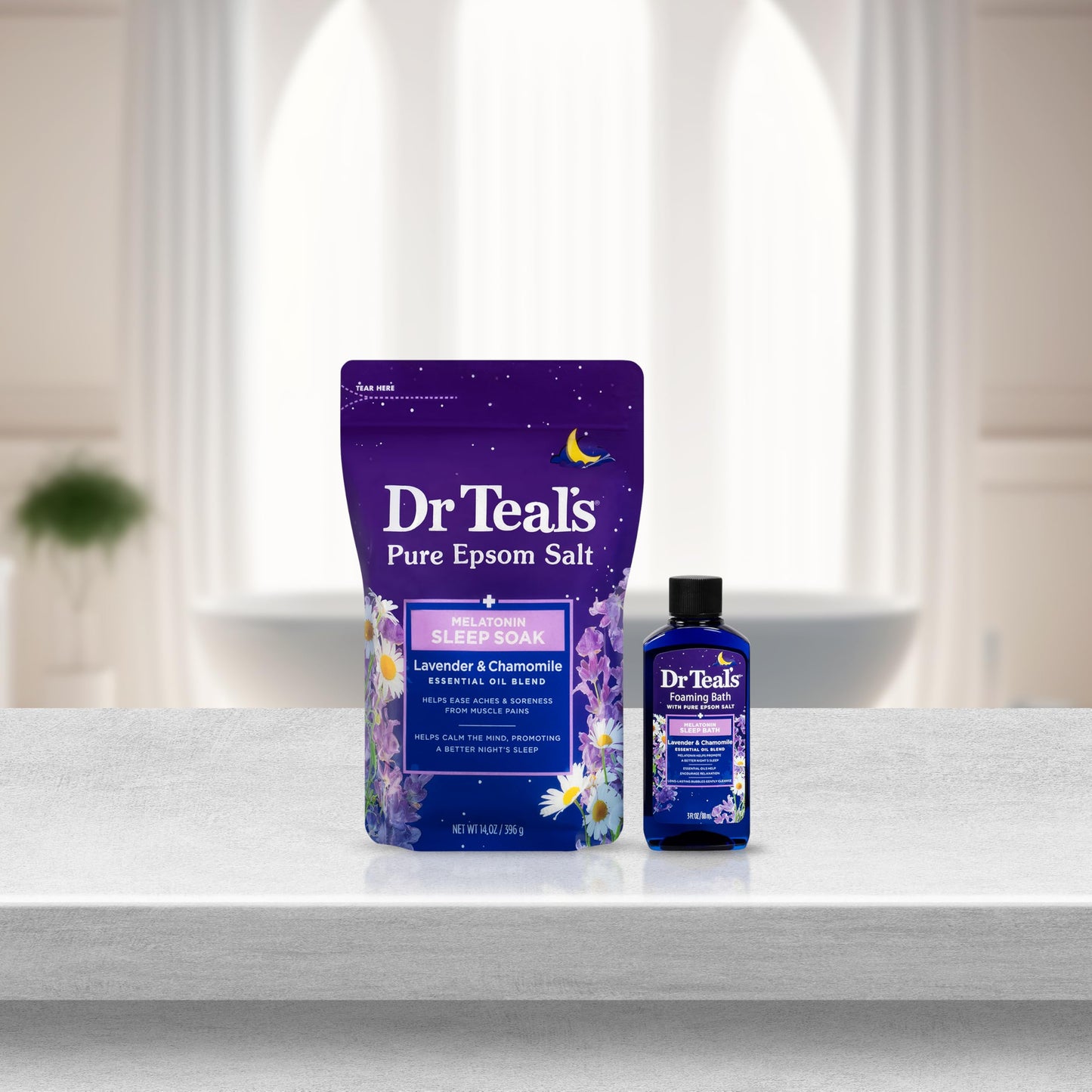 Dr Teal's Melatonin & Essential Oil Blend Epsom Salt and Foaming Bath Sampler Set, 2 Piece