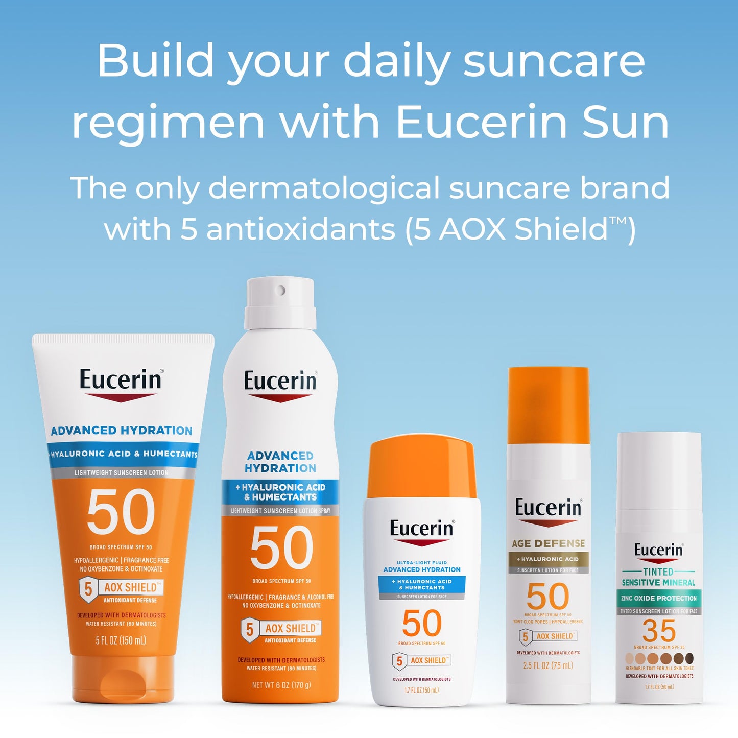 Eucerin Sun Tinted Sensitive Mineral Face Sunscreen Lotion SPF 35, Non-Comedogenic Mineral Sunscreen with Gentle Zinc Oxide Protection for Sensitive Skin, 1.7 Fl Oz Bottle