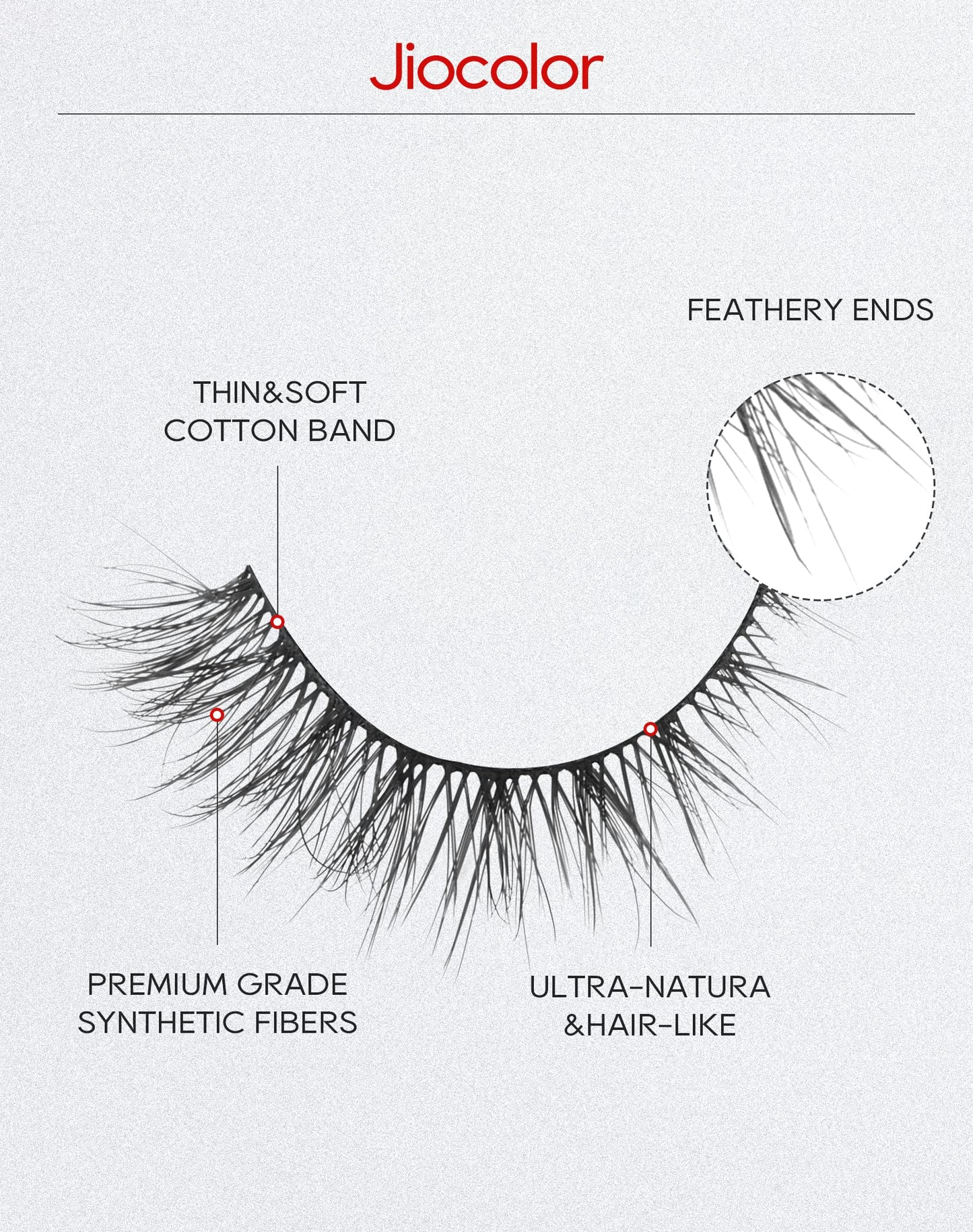 Jiocolor Lashes Natural Look Wispy False Eyelashes D Curl Faux Mink Lashes Fluffy Cotton Band Eyelashes Cat Eye Fake Eyelashes Pack 13MM