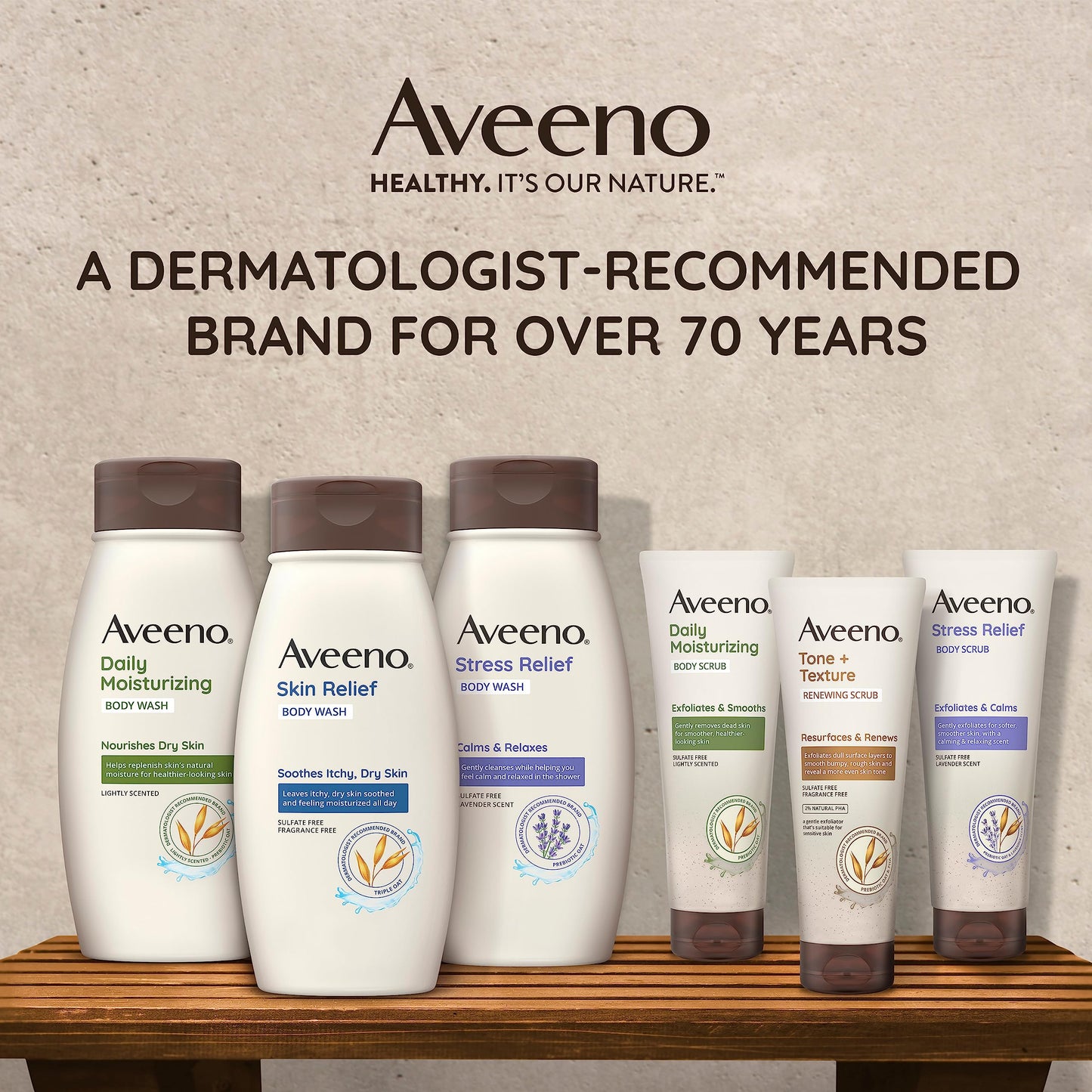 Aveeno Stress Relief Body Scrub, Exfoliating Body Wash for Softer, Smoother Skin, Formulated with Prebiotic Oat & Lavender Scent to Calm & Relax, Sulfate-Free & Soap-Free, 8 fl. oz